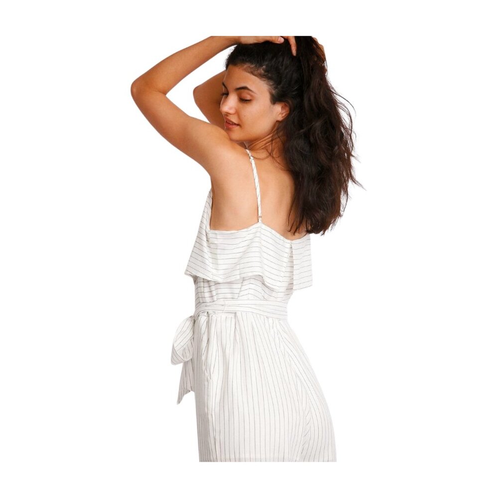 White with Grey Stripes Jumpsuit, 100% rayon self and 100% cotton lining, new - Picture 5 of 5